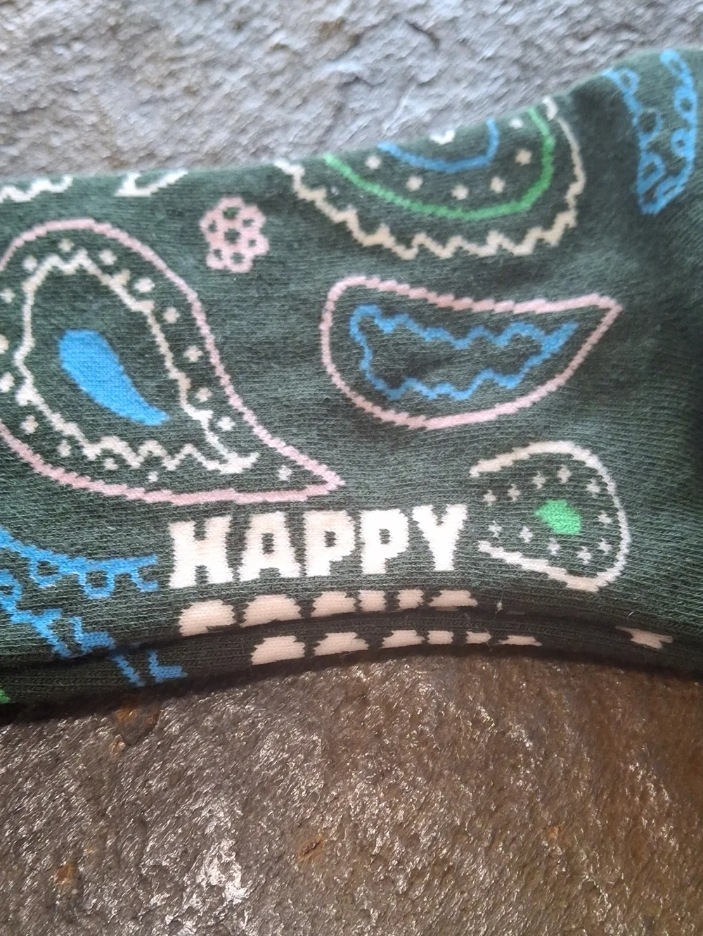 Dark Green Paisley Crew Socks